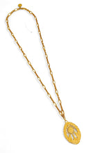 ONLY 2 LEFT!!! NEW! SAGRADO SACRAMENTO ✨ Medallion with “Nácar” Freshwater Shell Back ✨ A work of Art 🖼️ with REGINA Chain Long Necklace  30”