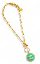 ONLY 3 LEFT!!! PISCES ♓️ Enamel Medallion with Birthstone & Initial with Regina Chain 18” Adj to 20” ✨ Choose Birthstone & Pave Initial ⬇️