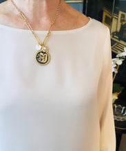 ONLY 1 LEFT!!! Dragon π Black Enamel Disk Charm Pendant with White Pearl Charm, Initial & SOFIA Chain β¨ Short Necklace 16β-18β β¨ π§§ CHOOSE Initial Below β¬οΈ