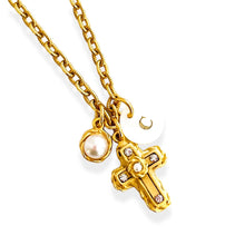 ONLY 2 LEFT!!! NEW! Cross Pearl Crystal with CAMILA Chain✨ Short Necklace 18-20” Choose Initial Below ⬇️