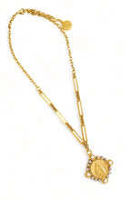 ONLY 1 LEFT!!! Virgen del CARMEN Charm Pendant w/ Pearl & CZ “Escapulario” with “Sagrado Corazón de Jesus” on the Back ✨ SOFIA Chain ✨Short Necklace 18”-20”