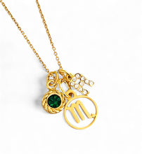 ONLY 3 LEFT!!! SCORPIO ♏️ Mini Symbol with Birthstone & Initial on Thin MIA Chain 16” Adj to 18” ✨ Choose Birthstone & Pave Initial ⬇️