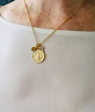 SAGITTARIUS ♐️ Medal with Birthstone & Initial on Thin LIA Chain 18” Adj to 20” ✨ Choose Birthstone & Pave Initial ⬇️