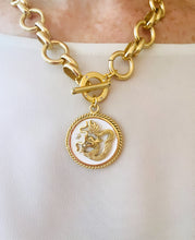 ONLY 1 LEFT!!! Dragon 🐉 White Enamel Disk Charm Pendant with White Pearl & ISABELA Chain Toggle✨ Short Necklace 18” 🧧