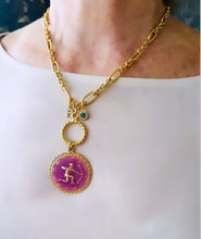 ONLY 2 LEFT!!! SAGITTARIUS ♐️ Enamel Medallion with Birthstone & Initial with Regina Chain 18” Adj to 20” ✨ Choose Birthstone & Pave Initial ⬇️