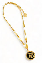 ONLY 1 LEFT!!! Dragon 🐉 Black Enamel Disk Charm Pendant with White Pearl & SOFIA Chain ✨ Short Necklace 16”-18” 🧧