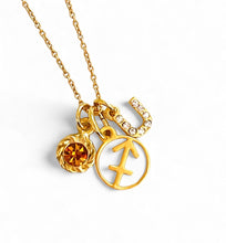 SAGITTARIUS ♐️ Mini Symbol with Birthstone & Initial on Thin MIA Chain 16” Adj to 18” ✨ Choose Birthstone & Pave Initial ⬇️