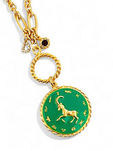 ONLY 2 LEFT!!! CAPRICORN ♑️ Enamel Medallion with Birthstone & Initial with Regina Chain 18” Adj to 20” ✨ Choose Birthstone & Pave Initial ⬇️