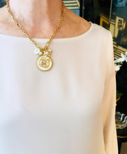 ONLY 1 LEFT!!! Dragon π White Enamel Disk Charm Pendant with White Pearl Charms, Initial & REGINA Chain β¨ Short Necklace 20ββ¨ π§§ CHOOSE Initial Below β¬οΈ