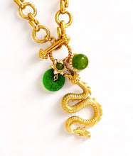 ONLY 1 LEFT!!! Dragon 🐉 with Jade Eye 💚 👁️ & Jade Charms & Carved Jade Disk with ISABELA Chain & Signature Twist Toggle✨ Short Necklace 20” 🧧