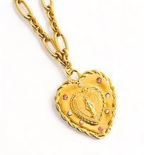 ONLY 1 LEFT!!! NEW! HEART Milagrosa Pendant 💗 with Rose Crystals Energy of Love Energy 💖 & Pearl ✨REGINA Chain Necklace✨ Long 30”
