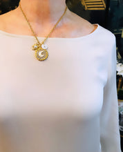 ONLY 1 LEFT!!! Half Moon π with Enamel & PAVE Pearl Ray Charm & Initial β¨ CAMILA Chain 16β Adj to 18β β¨ Choose Initial β¬οΈ