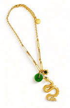 ONLY 1 LEFT!!! Dragon 🐉 with Jade Eye 💚 👁️ & Jade Charms & Carved Jade Disk with SOFIA Chain ✨ Short Necklace 16”-18” 🧧