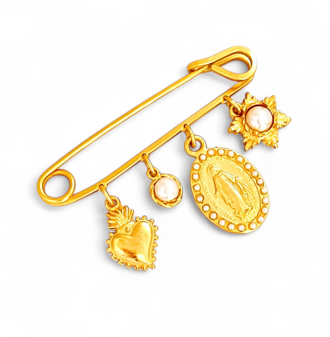 NEW!!! Multi Milagrosa & Sagrado Corazón PIN 🧷 Charm w/ Pearl✨