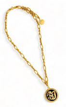 ONLY 1 LEFT!!! Dragon π Black Enamel Charm Disk Pendant with White Pearl & REGINA Chain β¨ Short Necklace 20β-22β π§§