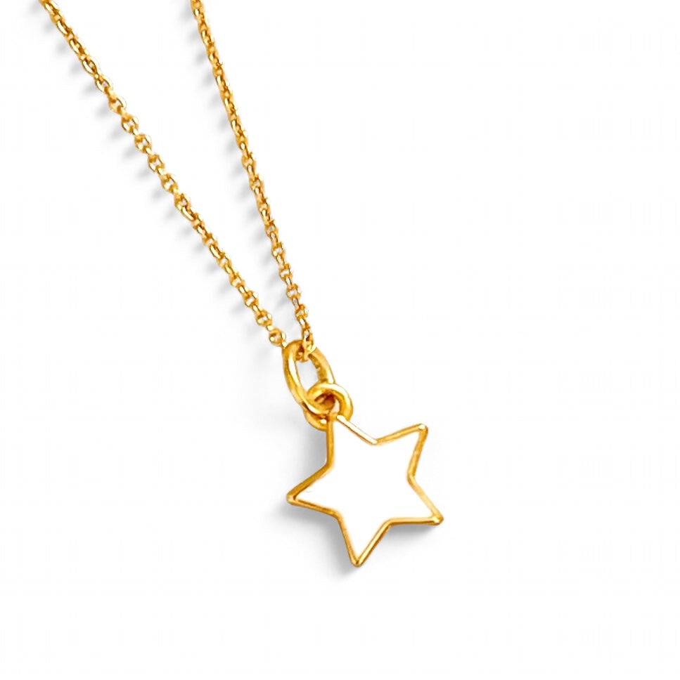 ONLY 2 LEFT!!! Star 🌟 with White Enamel✨ MIA Thin Chain 16”-18”