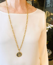 ONLY 1 LEFT!!! Dragon ๐ Black Enamel Disk Charm Pendant with White Pearl & REGINA Chain โจ Long Necklace 30โ ๐งง
