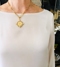 ONLY 1 LEFT!!! Virgen del CARMEN Charm Pendant w/ Pearl & CZ “Escapulario” with “Sagrado Corazón de Jesus” on the Back ✨ SOFIA Chain ✨Short Necklace 18”-20”