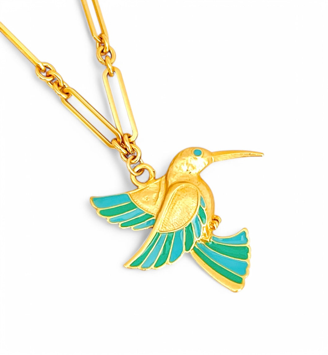 SOLD OUT!!! COLIBRÍ Necklace with Hand Painted Enamel ✨ Sofia Chain Short Necklace 18”-20”