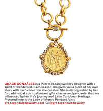 ONLY 2 LEFT!!! Lady of Mercy or “Virgen de la MISERICORDIA” Medallion Pendant with Pearl & CZ ✨Designed from an Antique Medallion circa 1932 Engraving on the Back✨ ISABELA Chain Short with Pave Toggle✨ CHOOSE LENGTH Necklace 18” or 20”