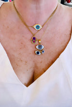ONLY 1 LEFT!!! EYE 🌟👁️ Necklace ✨with Gold Plate 18K 🧿 with Handmade Beaded Pattern ✨Short 16”-18”
