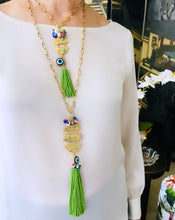 ONLY 1 LEFT!!! Pescao Dangle Tassel Lime 🧿 with Murano Cluster