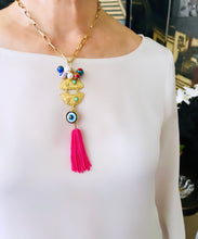 ONLY 1 LEFT!!! Pescao Dangle Tassel Magenta 🧿 with Murano Cluster