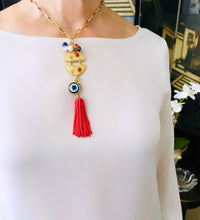 ONLY 1 LEFT!!! Pescao Dangle Tassel Coral-Like Color  🧿 with Murano Cluster