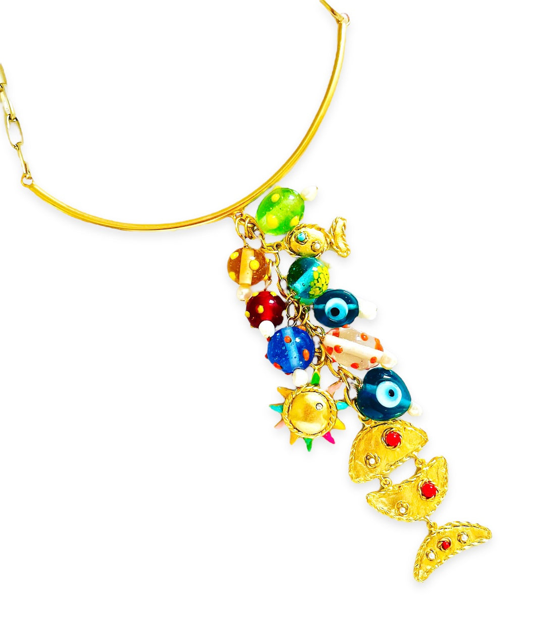 ONLY 1 LEFT!!! Pescare Medium Fish 🧿 Multi Color Glass Dangle Band