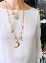 ONLY 1 LEFT!!! Moon π Charm with Star π Tusk-Like Charm π§Ώβ¨ Short Necklace 16β-18β β¨ Choose Initial Below β¬οΈ