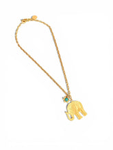 Elefante 🐘 with Star Rays Turquoise Charm on Carola Chain Short Necklace 18”-20”