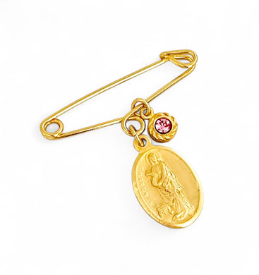 Santa AGATHA ✨ Patron Saint of Breast Cancer 💗 Oval Charm & Rose Crystal ✨ Pin 🧷