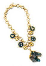 Labradorite for Inner Strength 🐴 Carved Horse Stone with Sphere Dot & Horseshoe Charms on Isabela Short Necklace