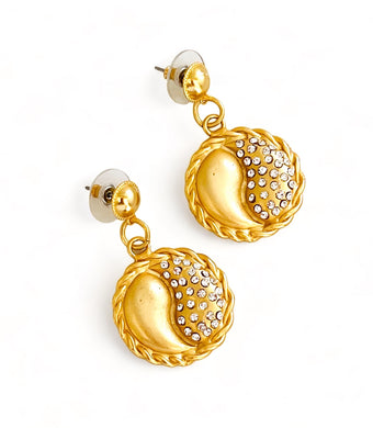 ONLY 2 LEFT!!! Yin & Yang Gold Pave Earring