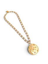 Large Signature Medallion with Victoria Chain Short Necklace 20” adj