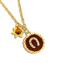 Heradura with Pave & Maroon Hand Painted Enamel 🎨 with Tiger Eye 👁️ Charm Short Necklace on Camila Chain with Initial