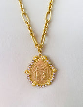 ONLY 1 LEFT!!! Virgen de la MISERICORDIA Medallion Pendant with Pearl & CZ ✨From an Antique Medallion circa 1932 Engraving on the Back✨REGINA Chain Long Necklace 30”