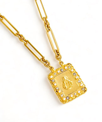 Sagrado CORAZÓN de Jesus ❤️ Estampilla Style Charm Pendant with SOFIA Chain Short Necklace 20”
