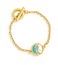 ONLY 2 LEFT!!! Mini Yin & Yang Enamel Turquoise & White Bracelet ✨ CAMILA Chain Toggle Bracelet ✨Choose Bracelet Size Below ⬇️