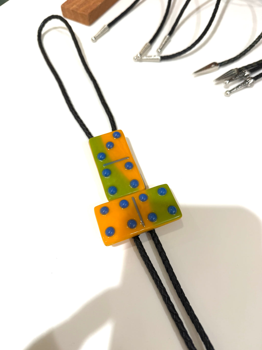 2 DOMINO BOLO TIE Necklace