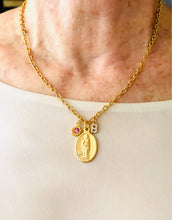 NEW!!! Santa Agatha ✨ Patron Saint of Breast Cancer 💗 Medium Oval Charm with Rose Crystal ✨CAMILA Chain✨Short Necklace 18”-20”✨ Choose Initial Below ⬇️