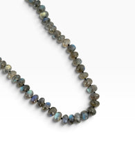 Labradorite Rondelle Hand Knotted Necklace Short 20”-22” with Gold 14K Vermeil Closure