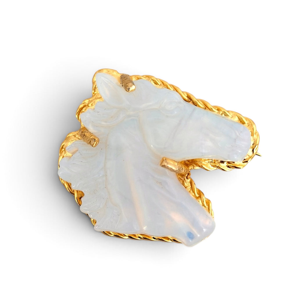 Opalite Carved Opalite Horse Head 🐴 Brooch 🧷