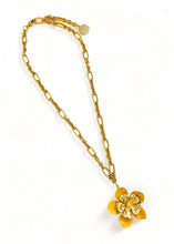 ONLY 1 LEFT!!! Flower with Marigold Enamel with Marigold Center ✨ REGINA Chain Short Necklace 18”-20”