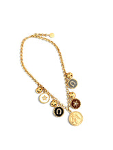 Horse Medallion Charm Necklace with Sphere & Multi Charms