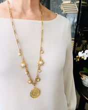 NEW!!! ONLY 1 LEFT!!! Virgen de la PROVIDENCIA, Patrona de Puerto Rico Medalla Charm with Pearl & CZ ✨from an Antique Medal circa 1952 ✨ Multi Pearl Charms ✨ SOFIA Chain Necklace Long 30”
