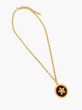 Star with Cristal & Maroon Hand Painted Enamel 🎨 Short Necklace on Camila Chain