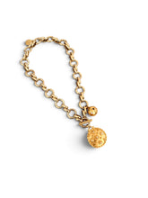 Small Signature Medallion with Pearls & Sphere dot Pearl Charm on Isabels Chain with toggle Short Necklace 18”