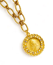 NEW!!! ONLY 1 LEFT!!! Virgen de la PROVIDENCIA, Patrona de Puerto Rico✨ Pearl & CZ Medallion ✨from an Antique Medal circa 1952 ✨ VALENTINA Chain Long Necklace 30”