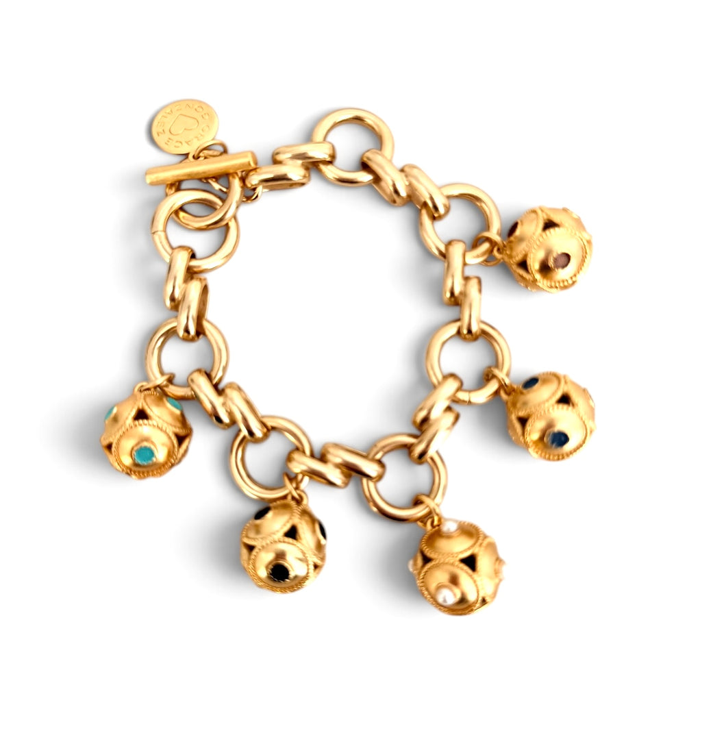 Sphere Dot Multi Charm Bracelet 8”